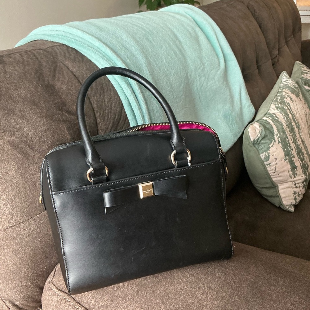 Kate Spade Black Leather Bag with Gold Accents